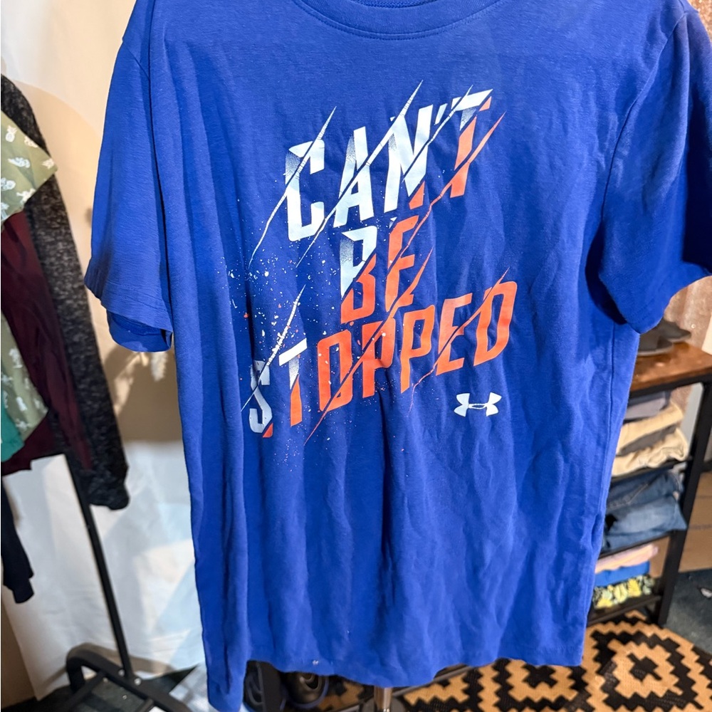 Under Armour Blue and Orange Kids Short Sleeve Tee